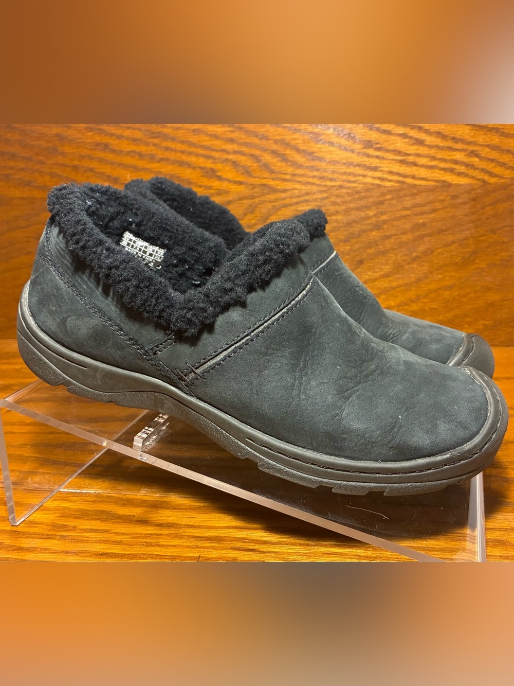 Keen Black Nubuck Fleece Lined Slip On Clogs Comfort Shoes Size 7.5